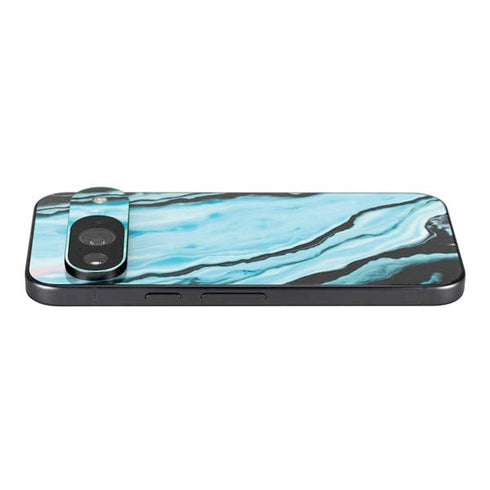 Aqua Blue Marble Ink Google Pixel 9 Skin